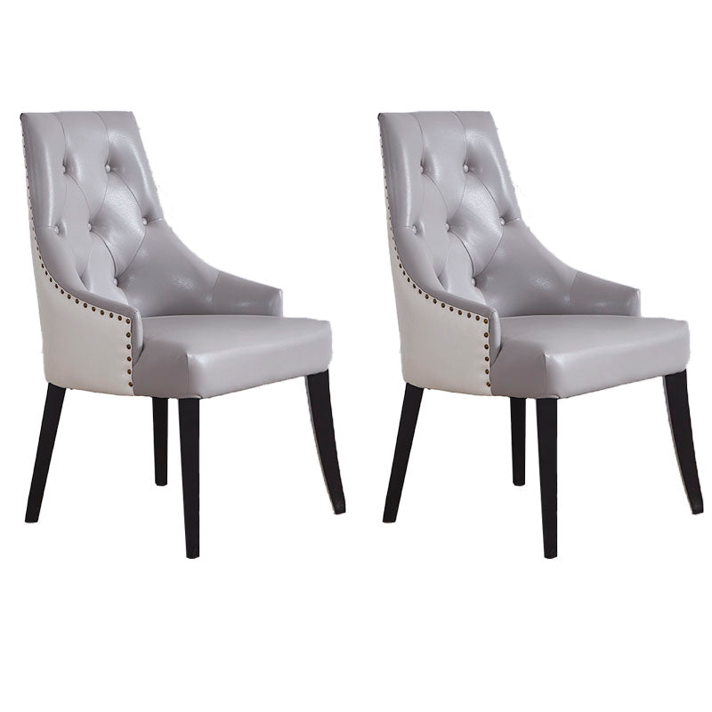 Victorian Style Solid Wood Dining Chair Armless Tufted Dining Chair for Home Use (Set of 2) Grey Clearhalo ' kitchen&dining_furn' 'Dining Chairs' 'Dining Tables & Seating' 'dining_chair' 'furn' 'furn_dining_chair' 'Furniture' 'furniture_dining_chair' 'Kitchen & Dining Furniture' 'kitchen' 4096993