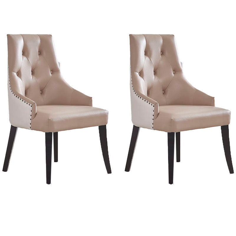 Victorian Style Solid Wood Dining Chair Armless Tufted Dining Chair for Home Use (Set of 2) Khaki Clearhalo ' kitchen&dining_furn' 'Dining Chairs' 'Dining Tables & Seating' 'dining_chair' 'furn' 'furn_dining_chair' 'Furniture' 'furniture_dining_chair' 'Kitchen & Dining Furniture' 'kitchen' 4096994