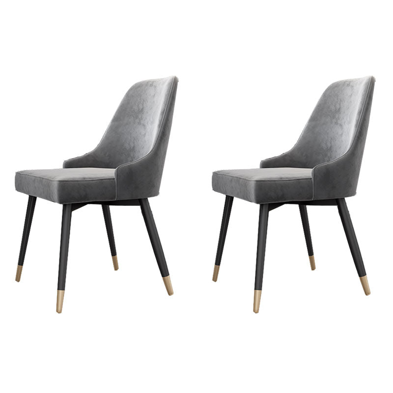 Glam Metal Dining Armless Chairs Upholstered Dining Parsons Chairs for Restaurant Dark Gray 2 Piece Set Clearhalo ' kitchen&dining_furn' 'Dining Chairs' 'Dining Tables & Seating' 'dining_chair' 'furn' 'furn_dining_chair' 'Furniture' 'furniture_dining_chair' 'Kitchen & Dining Furniture' 'kitchen' 4097007