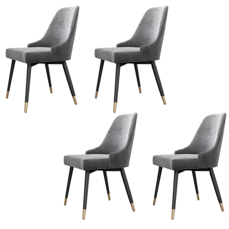 Glam Metal Dining Armless Chairs Upholstered Dining Parsons Chairs for Restaurant Dark Gray 4 Piece Set Clearhalo ' kitchen&dining_furn' 'Dining Chairs' 'Dining Tables & Seating' 'dining_chair' 'furn' 'furn_dining_chair' 'Furniture' 'furniture_dining_chair' 'Kitchen & Dining Furniture' 'kitchen' 4097010