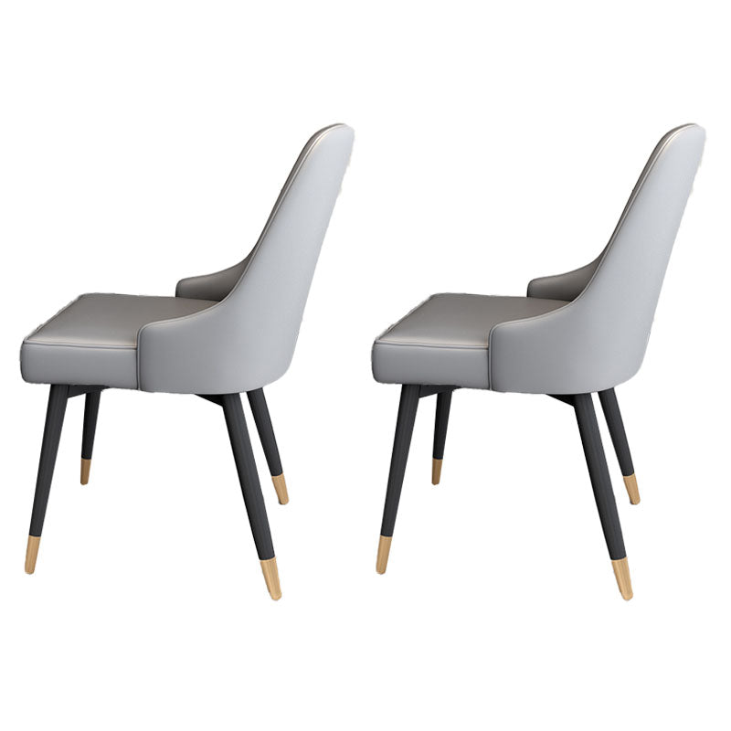 Glam Metal Dining Armless Chairs Upholstered Dining Parsons Chairs for Restaurant Grey 2 Piece Set Clearhalo ' kitchen&dining_furn' 'Dining Chairs' 'Dining Tables & Seating' 'dining_chair' 'furn' 'furn_dining_chair' 'Furniture' 'furniture_dining_chair' 'Kitchen & Dining Furniture' 'kitchen' 4097014