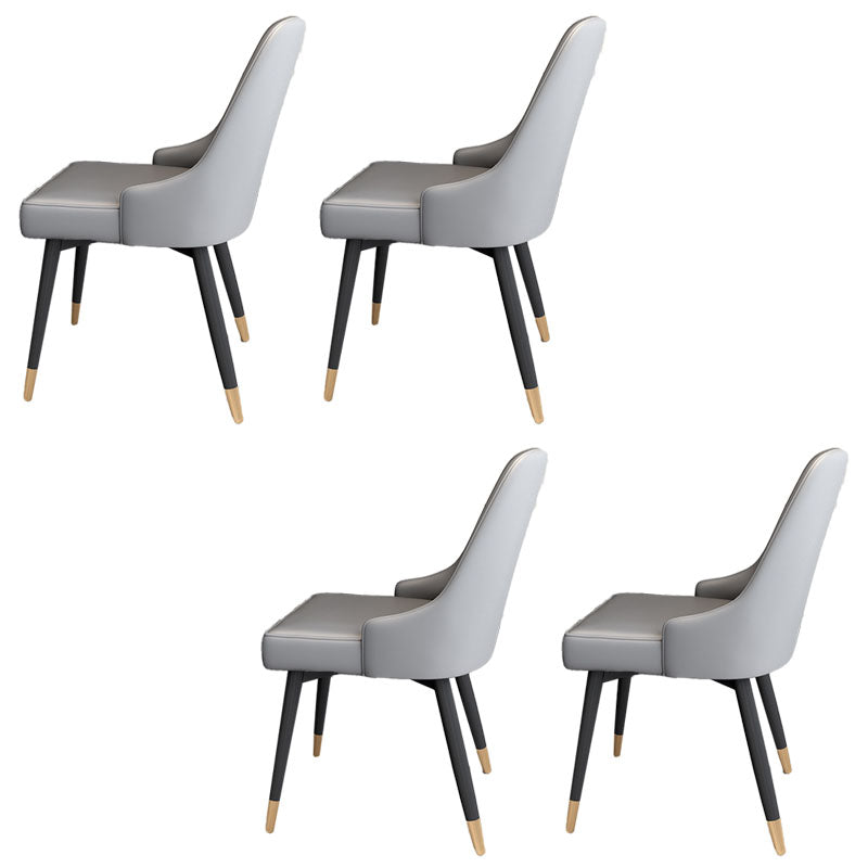 Glam Metal Dining Armless Chairs Upholstered Dining Parsons Chairs for Restaurant Grey 4 Piece Set Clearhalo ' kitchen&dining_furn' 'Dining Chairs' 'Dining Tables & Seating' 'dining_chair' 'furn' 'furn_dining_chair' 'Furniture' 'furniture_dining_chair' 'Kitchen & Dining Furniture' 'kitchen' 4097015
