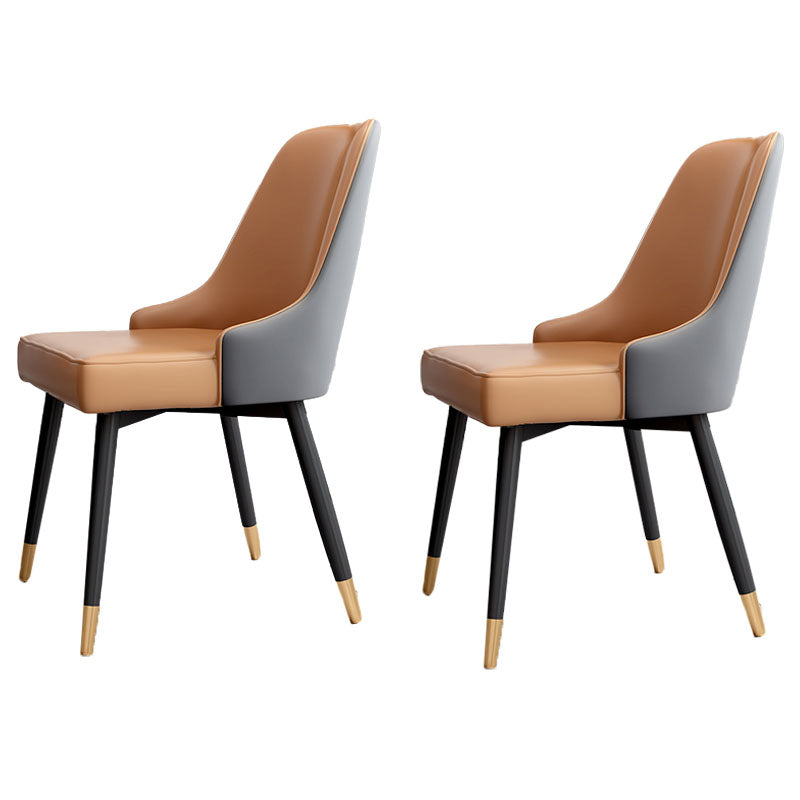 Glam Metal Dining Armless Chairs Upholstered Dining Parsons Chairs for Restaurant Orange 2 Piece Set Clearhalo ' kitchen&dining_furn' 'Dining Chairs' 'Dining Tables & Seating' 'dining_chair' 'furn' 'furn_dining_chair' 'Furniture' 'furniture_dining_chair' 'Kitchen & Dining Furniture' 'kitchen' 4097019