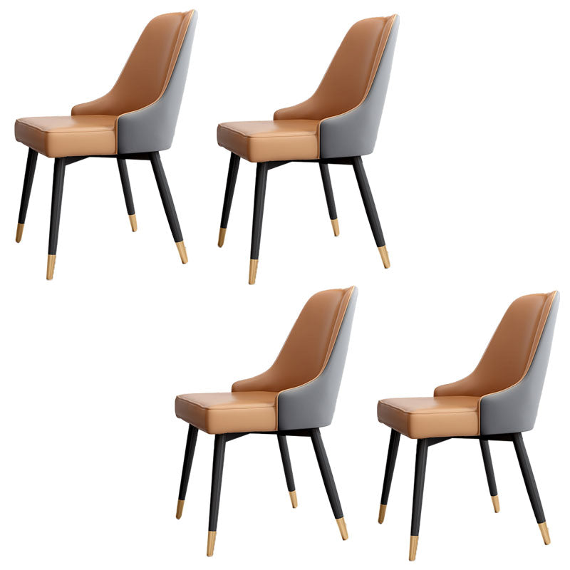 Glam Metal Dining Armless Chairs Upholstered Dining Parsons Chairs for Restaurant Orange 4 Piece Set Clearhalo ' kitchen&dining_furn' 'Dining Chairs' 'Dining Tables & Seating' 'dining_chair' 'furn' 'furn_dining_chair' 'Furniture' 'furniture_dining_chair' 'Kitchen & Dining Furniture' 'kitchen' 4097021