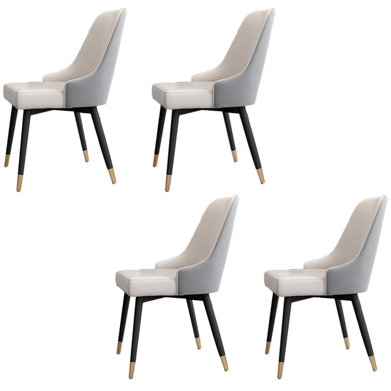 Glam Metal Dining Armless Chairs Upholstered Dining Parsons Chairs for Restaurant Cream Gray 4 Piece Set Clearhalo ' kitchen&dining_furn' 'Dining Chairs' 'Dining Tables & Seating' 'dining_chair' 'furn' 'furn_dining_chair' 'Furniture' 'furniture_dining_chair' 'Kitchen & Dining Furniture' 'kitchen' 4097025