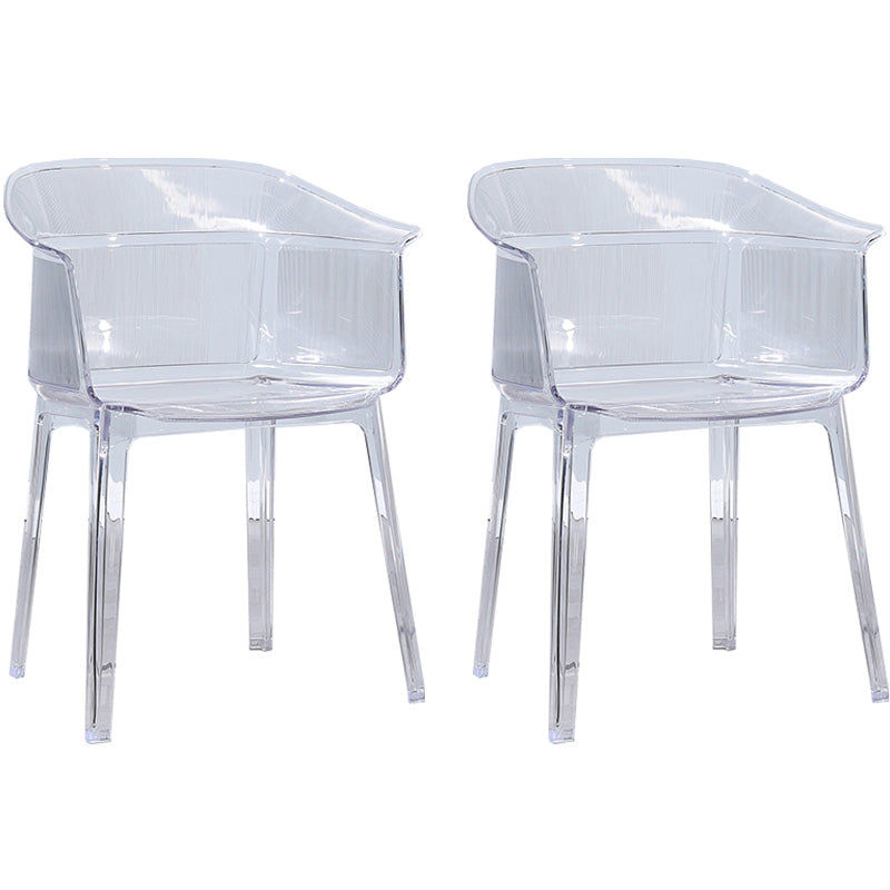 Nordic Style Plastic Dining Armchair Stacking Dining Chair for Restaurant Clear Set of 2 Clearhalo ' kitchen&dining_furn' 'Dining Chairs' 'Dining Tables & Seating' 'dining_chair' 'Furniture' 'furniture_dining_chair' 'Kitchen & Dining Furniture' 'kitchen' 4097036