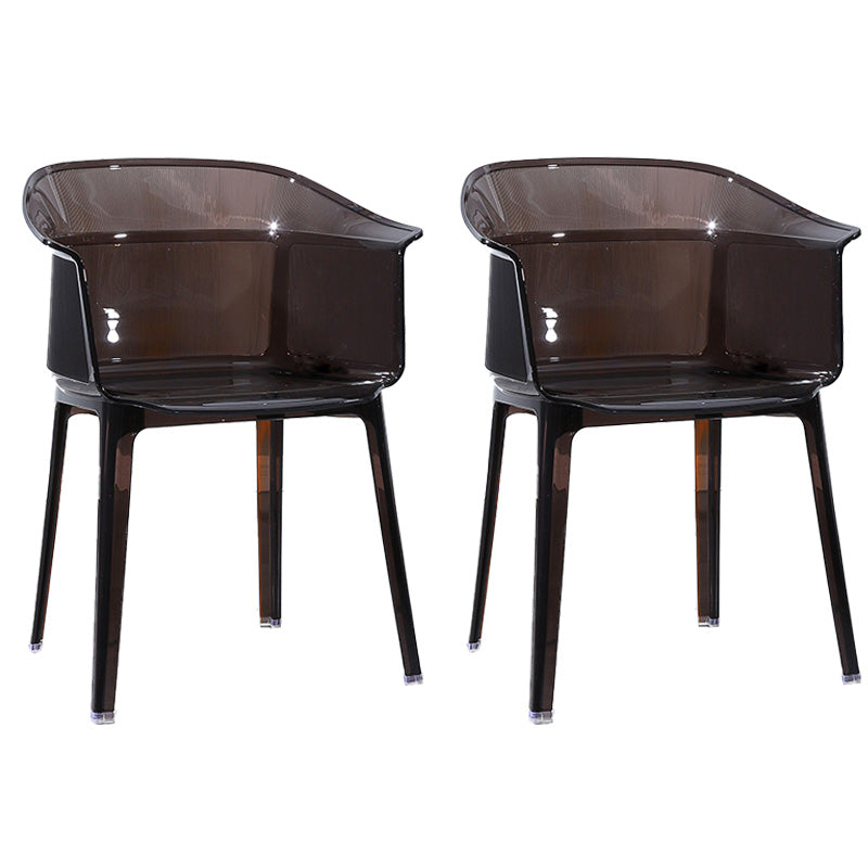 Nordic Style Plastic Dining Armchair Stacking Dining Chair for Restaurant Smoke Gray Set of 2 Clearhalo ' kitchen&dining_furn' 'Dining Chairs' 'Dining Tables & Seating' 'dining_chair' 'Furniture' 'furniture_dining_chair' 'Kitchen & Dining Furniture' 'kitchen' 4097041