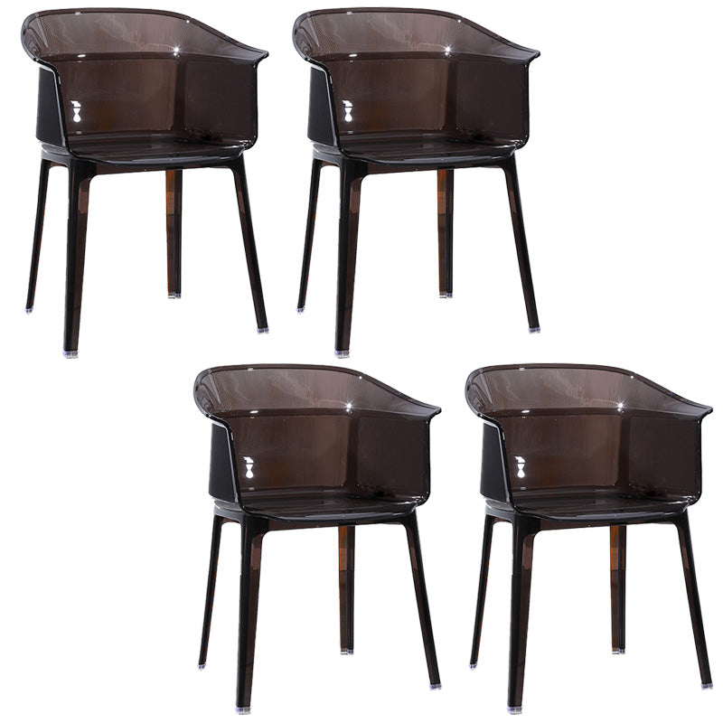 Nordic Style Plastic Dining Armchair Stacking Dining Chair for Restaurant Smoke Gray Set of 4 Clearhalo ' kitchen&dining_furn' 'Dining Chairs' 'Dining Tables & Seating' 'dining_chair' 'Furniture' 'furniture_dining_chair' 'Kitchen & Dining Furniture' 'kitchen' 4097043