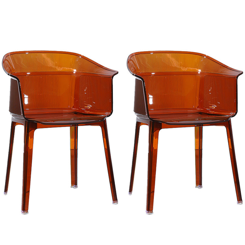 Nordic Style Plastic Dining Armchair Stacking Dining Chair for Restaurant Brown Set of 2 Clearhalo ' kitchen&dining_furn' 'Dining Chairs' 'Dining Tables & Seating' 'dining_chair' 'Furniture' 'furniture_dining_chair' 'Kitchen & Dining Furniture' 'kitchen' 4097047