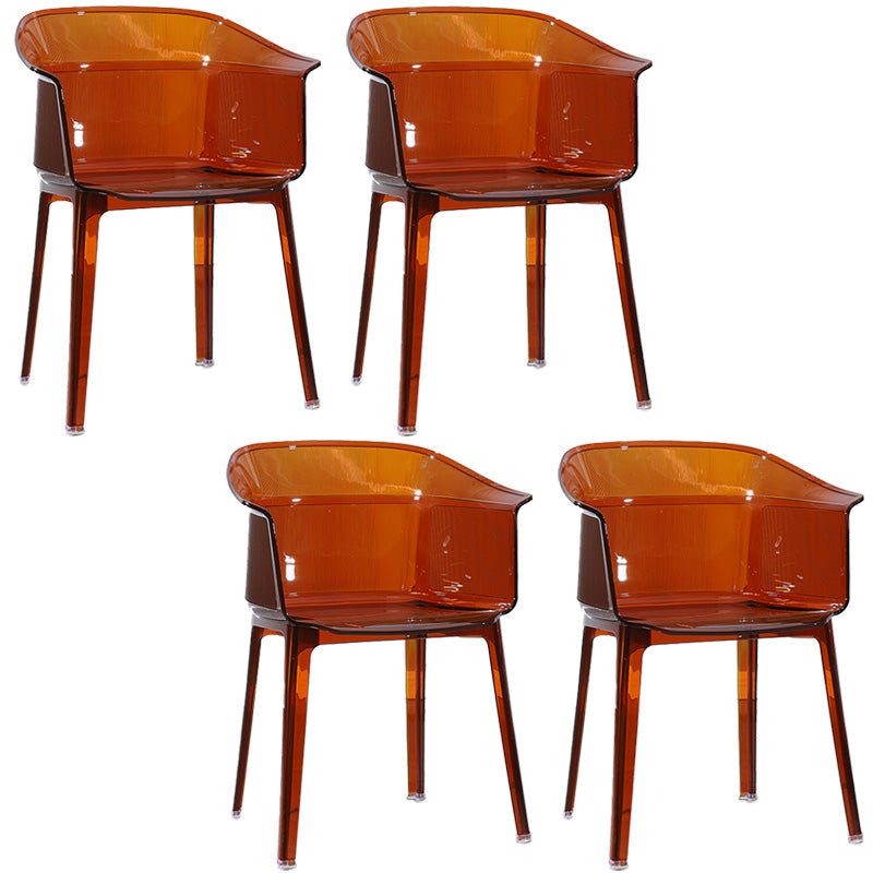 Nordic Style Plastic Dining Armchair Stacking Dining Chair for Restaurant Brown Set of 4 Clearhalo ' kitchen&dining_furn' 'Dining Chairs' 'Dining Tables & Seating' 'dining_chair' 'Furniture' 'furniture_dining_chair' 'Kitchen & Dining Furniture' 'kitchen' 4097049