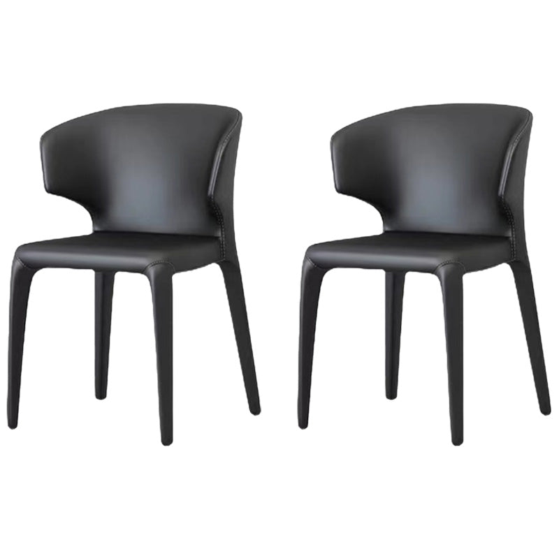 Contemporary Style Metal Dining Side Chair Dining Armless Side Chairs for Kitchen Black Wingback 2 Piece Set Clearhalo ' kitchen&dining_furn' 'Dining Chairs' 'Dining Tables & Seating' 'dining_chair' 'furn' 'furn_dining_chair' 'Furniture' 'furniture_dining_chair' 'Kitchen & Dining Furniture' 'kitchen' 4097058