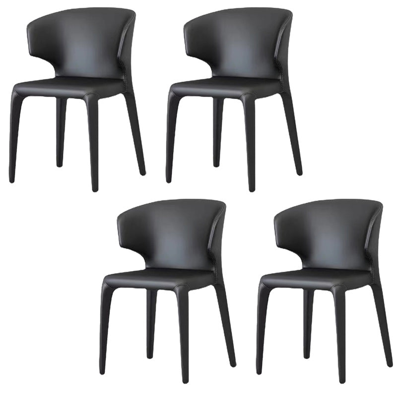 Contemporary Style Metal Dining Side Chair Dining Armless Side Chairs for Kitchen Black Wingback 4 Piece Set Clearhalo ' kitchen&dining_furn' 'Dining Chairs' 'Dining Tables & Seating' 'dining_chair' 'furn' 'furn_dining_chair' 'Furniture' 'furniture_dining_chair' 'Kitchen & Dining Furniture' 'kitchen' 4097060