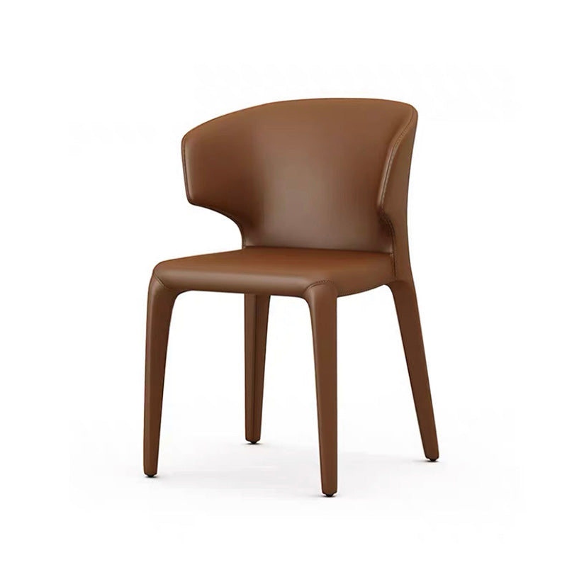Contemporary Style Metal Dining Side Chair Dining Armless Side Chairs for Kitchen Brown Wingback 1 Piece Clearhalo ' kitchen&dining_furn' 'Dining Chairs' 'Dining Tables & Seating' 'dining_chair' 'furn' 'furn_dining_chair' 'Furniture' 'furniture_dining_chair' 'Kitchen & Dining Furniture' 'kitchen' 4097062