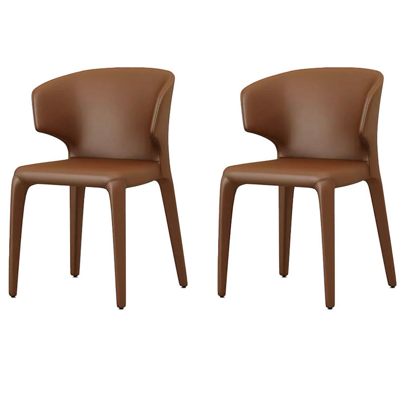 Contemporary Style Metal Dining Side Chair Dining Armless Side Chairs for Kitchen Brown Wingback 2 Piece Set Clearhalo ' kitchen&dining_furn' 'Dining Chairs' 'Dining Tables & Seating' 'dining_chair' 'furn' 'furn_dining_chair' 'Furniture' 'furniture_dining_chair' 'Kitchen & Dining Furniture' 'kitchen' 4097063