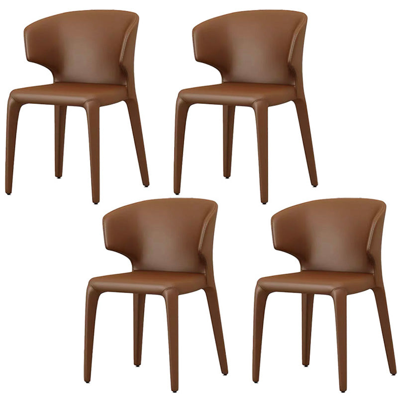 Contemporary Style Metal Dining Side Chair Dining Armless Side Chairs for Kitchen Brown Wingback 4 Piece Set Clearhalo ' kitchen&dining_furn' 'Dining Chairs' 'Dining Tables & Seating' 'dining_chair' 'furn' 'furn_dining_chair' 'Furniture' 'furniture_dining_chair' 'Kitchen & Dining Furniture' 'kitchen' 4097065