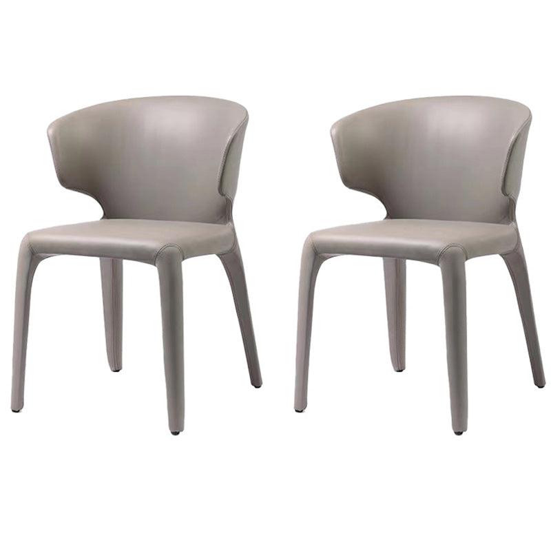 Contemporary Style Metal Dining Side Chair Dining Armless Side Chairs for Kitchen Grey Wingback 2 Piece Set Clearhalo ' kitchen&dining_furn' 'Dining Chairs' 'Dining Tables & Seating' 'dining_chair' 'furn' 'furn_dining_chair' 'Furniture' 'furniture_dining_chair' 'Kitchen & Dining Furniture' 'kitchen' 4097069