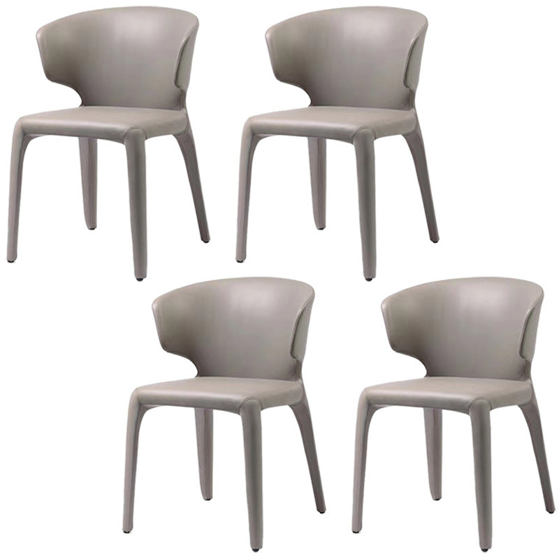 Contemporary Style Metal Dining Side Chair Dining Armless Side Chairs for Kitchen Grey Wingback 4 Piece Set Clearhalo ' kitchen&dining_furn' 'Dining Chairs' 'Dining Tables & Seating' 'dining_chair' 'furn' 'furn_dining_chair' 'Furniture' 'furniture_dining_chair' 'Kitchen & Dining Furniture' 'kitchen' 4097071