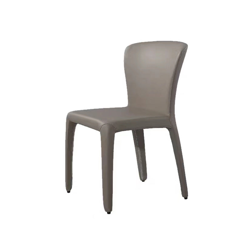 Contemporary Style Metal Dining Side Chair Dining Armless Side Chairs for Kitchen Grey Solid Back 1 Piece Clearhalo ' kitchen&dining_furn' 'Dining Chairs' 'Dining Tables & Seating' 'dining_chair' 'furn' 'furn_dining_chair' 'Furniture' 'furniture_dining_chair' 'Kitchen & Dining Furniture' 'kitchen' 4097072