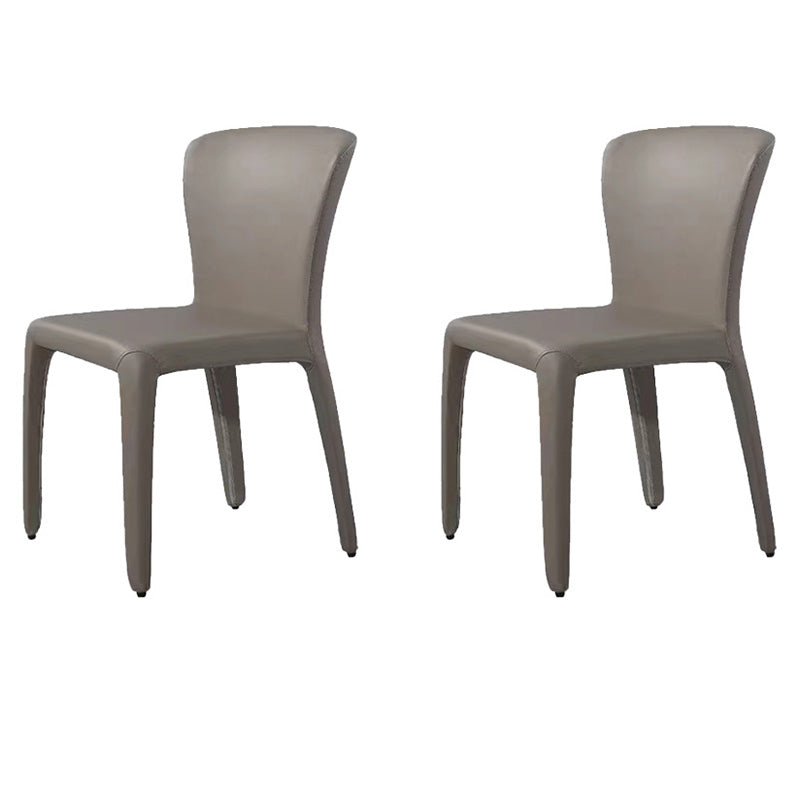Contemporary Style Metal Dining Side Chair Dining Armless Side Chairs for Kitchen Grey Solid Back 2 Piece Set Clearhalo ' kitchen&dining_furn' 'Dining Chairs' 'Dining Tables & Seating' 'dining_chair' 'furn' 'furn_dining_chair' 'Furniture' 'furniture_dining_chair' 'Kitchen & Dining Furniture' 'kitchen' 4097073