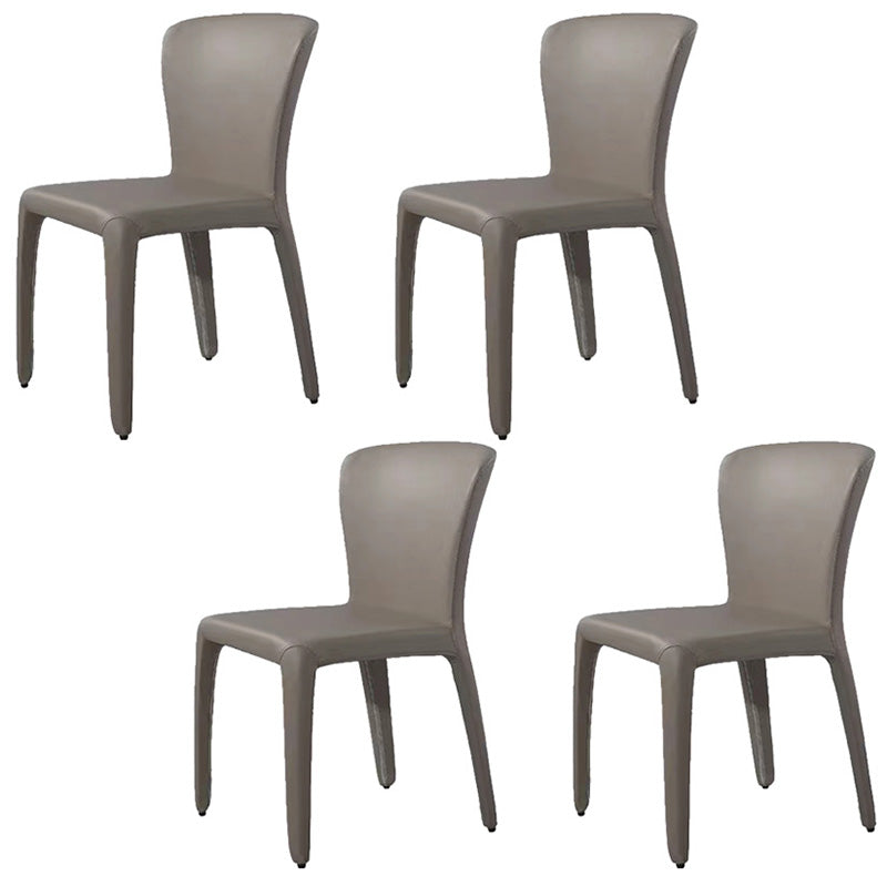Contemporary Style Metal Dining Side Chair Dining Armless Side Chairs for Kitchen Grey Solid Back 4 Piece Set Clearhalo ' kitchen&dining_furn' 'Dining Chairs' 'Dining Tables & Seating' 'dining_chair' 'furn' 'furn_dining_chair' 'Furniture' 'furniture_dining_chair' 'Kitchen & Dining Furniture' 'kitchen' 4097074