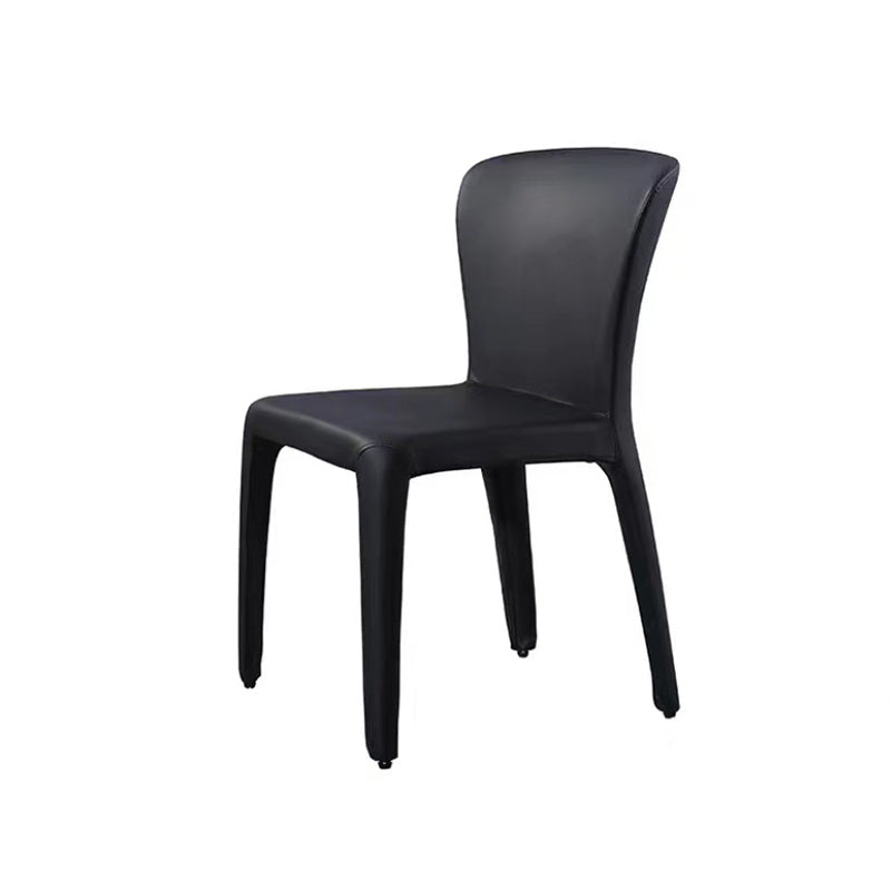 Contemporary Style Metal Dining Side Chair Dining Armless Side Chairs for Kitchen Black Solid Back 1 Piece Clearhalo ' kitchen&dining_furn' 'Dining Chairs' 'Dining Tables & Seating' 'dining_chair' 'furn' 'furn_dining_chair' 'Furniture' 'furniture_dining_chair' 'Kitchen & Dining Furniture' 'kitchen' 4097075
