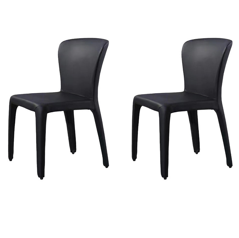 Contemporary Style Metal Dining Side Chair Dining Armless Side Chairs for Kitchen Black Solid Back 2 Piece Set Clearhalo ' kitchen&dining_furn' 'Dining Chairs' 'Dining Tables & Seating' 'dining_chair' 'furn' 'furn_dining_chair' 'Furniture' 'furniture_dining_chair' 'Kitchen & Dining Furniture' 'kitchen' 4097076