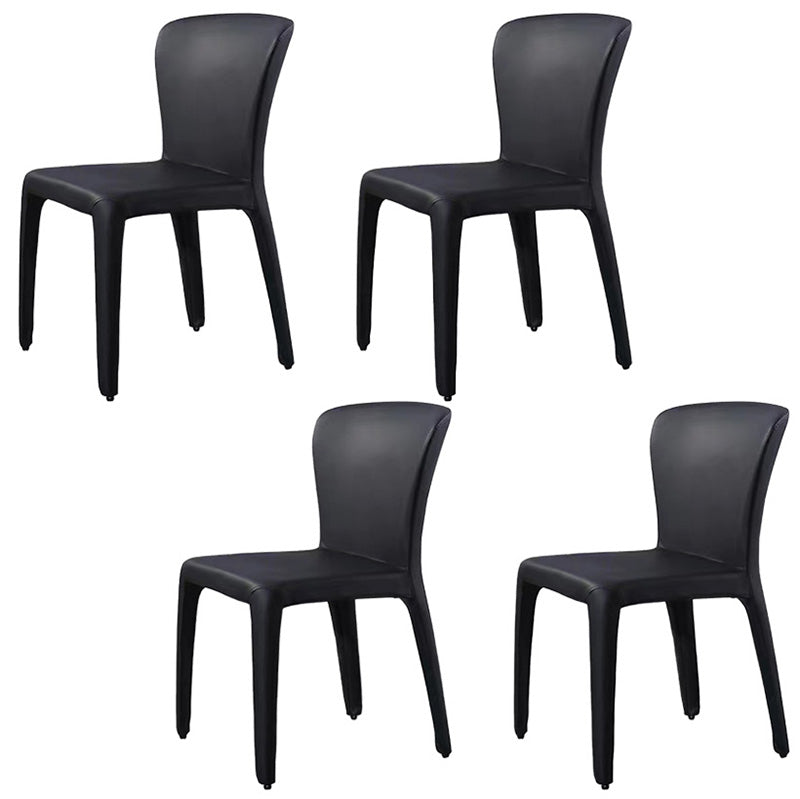 Contemporary Style Metal Dining Side Chair Dining Armless Side Chairs for Kitchen Black Solid Back 4 Piece Set Clearhalo ' kitchen&dining_furn' 'Dining Chairs' 'Dining Tables & Seating' 'dining_chair' 'furn' 'furn_dining_chair' 'Furniture' 'furniture_dining_chair' 'Kitchen & Dining Furniture' 'kitchen' 4097077