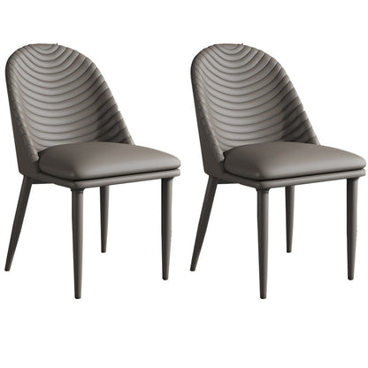 Contemporary Style Metal Dining Chair Dining Armless Side Chair for Kitchen (Set of 2) Grey Clearhalo ' kitchen&dining_furn' 'Dining Chairs' 'Dining Tables & Seating' 'dining_chair' 'furn' 'furn_dining_chair' 'Furniture' 'furniture_dining_chair' 'Kitchen & Dining Furniture' 'kitchen' 4097121