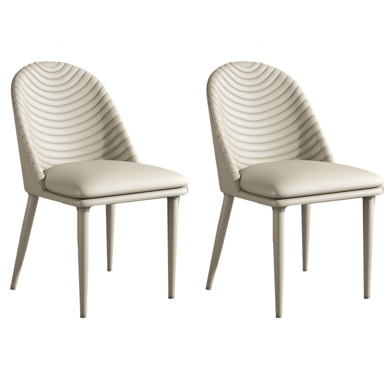 Contemporary Style Metal Dining Chair Dining Armless Side Chair for Kitchen (Set of 2) Off-White Clearhalo ' kitchen&dining_furn' 'Dining Chairs' 'Dining Tables & Seating' 'dining_chair' 'furn' 'furn_dining_chair' 'Furniture' 'furniture_dining_chair' 'Kitchen & Dining Furniture' 'kitchen' 4097123