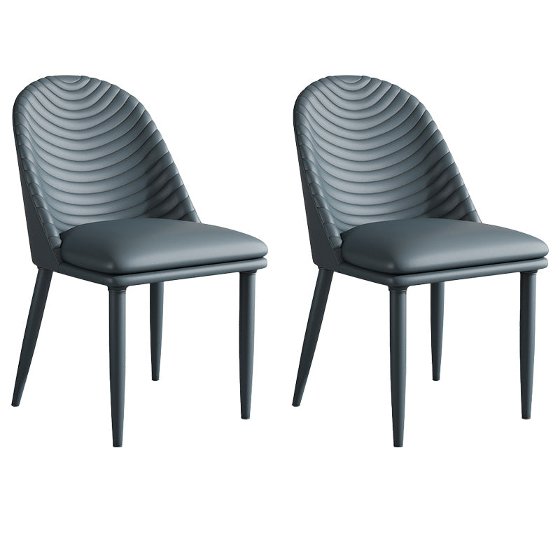 Contemporary Style Metal Dining Chair Dining Armless Side Chair for Kitchen (Set of 2) Navy Blue Clearhalo ' kitchen&dining_furn' 'Dining Chairs' 'Dining Tables & Seating' 'dining_chair' 'furn' 'furn_dining_chair' 'Furniture' 'furniture_dining_chair' 'Kitchen & Dining Furniture' 'kitchen' 4097125