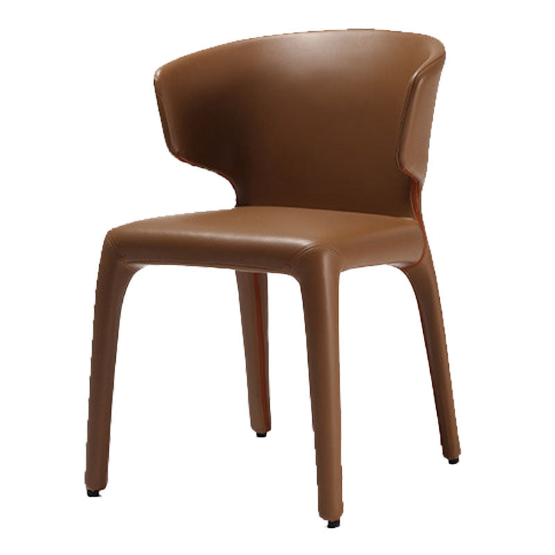 Contemporary Style Metal Dining Chair Dining Armless Side Single Chair for Kitchen Brown Clearhalo ' kitchen&dining_furn' 'Dining Chairs' 'Dining Tables & Seating' 'dining_chair' 'furn' 'furn_dining_chair' 'Furniture' 'furniture_dining_chair' 'Kitchen & Dining Furniture' 'kitchen' 4097135