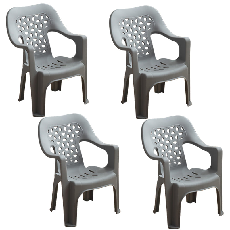 Contemporary Plastic Dining Room Chairs Dining Arm Stackable Chair for Home Use Light Gray 4 Piece Set Clearhalo ' kitchen&dining_furn' 'Dining Chairs' 'Dining Tables & Seating' 'dining_chair' 'furn' 'furn_dining_chair' 'Furniture' 'furniture_dining_chair' 'Kitchen & Dining Furniture' 'kitchen' 4097154