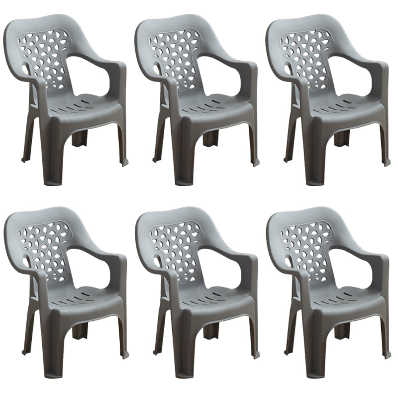 Contemporary Plastic Dining Room Chairs Dining Arm Stackable Chair for Home Use Light Gray 6 Piece Set Clearhalo ' kitchen&dining_furn' 'Dining Chairs' 'Dining Tables & Seating' 'dining_chair' 'furn' 'furn_dining_chair' 'Furniture' 'furniture_dining_chair' 'Kitchen & Dining Furniture' 'kitchen' 4097155