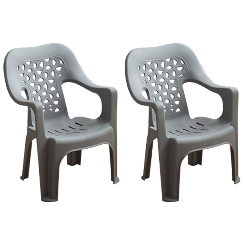 Contemporary Plastic Dining Room Chairs Dining Arm Stackable Chair for Home Use Light Gray 2 Piece Set Clearhalo ' kitchen&dining_furn' 'Dining Chairs' 'Dining Tables & Seating' 'dining_chair' 'furn' 'furn_dining_chair' 'Furniture' 'furniture_dining_chair' 'Kitchen & Dining Furniture' 'kitchen' 4097157