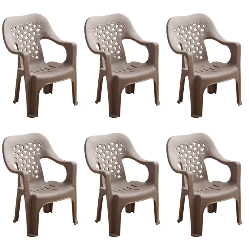 Contemporary Plastic Dining Room Chairs Dining Arm Stackable Chair for Home Use Coffee 6 Piece Set Clearhalo ' kitchen&dining_furn' 'Dining Chairs' 'Dining Tables & Seating' 'dining_chair' 'furn' 'furn_dining_chair' 'Furniture' 'furniture_dining_chair' 'Kitchen & Dining Furniture' 'kitchen' 4097161