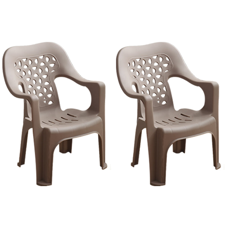 Contemporary Plastic Dining Room Chairs Dining Arm Stackable Chair for Home Use Coffee 2 Piece Set Clearhalo ' kitchen&dining_furn' 'Dining Chairs' 'Dining Tables & Seating' 'dining_chair' 'furn' 'furn_dining_chair' 'Furniture' 'furniture_dining_chair' 'Kitchen & Dining Furniture' 'kitchen' 4097163