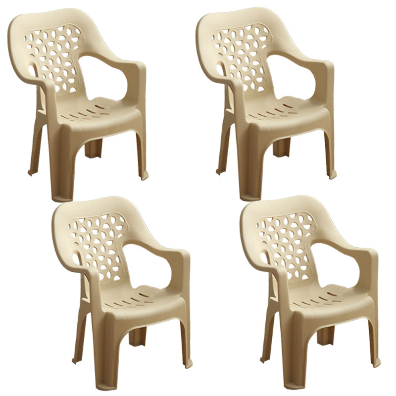 Contemporary Plastic Dining Room Chairs Dining Arm Stackable Chair for Home Use Apricot 4 Piece Set Clearhalo ' kitchen&dining_furn' 'Dining Chairs' 'Dining Tables & Seating' 'dining_chair' 'furn' 'furn_dining_chair' 'Furniture' 'furniture_dining_chair' 'Kitchen & Dining Furniture' 'kitchen' 4097166