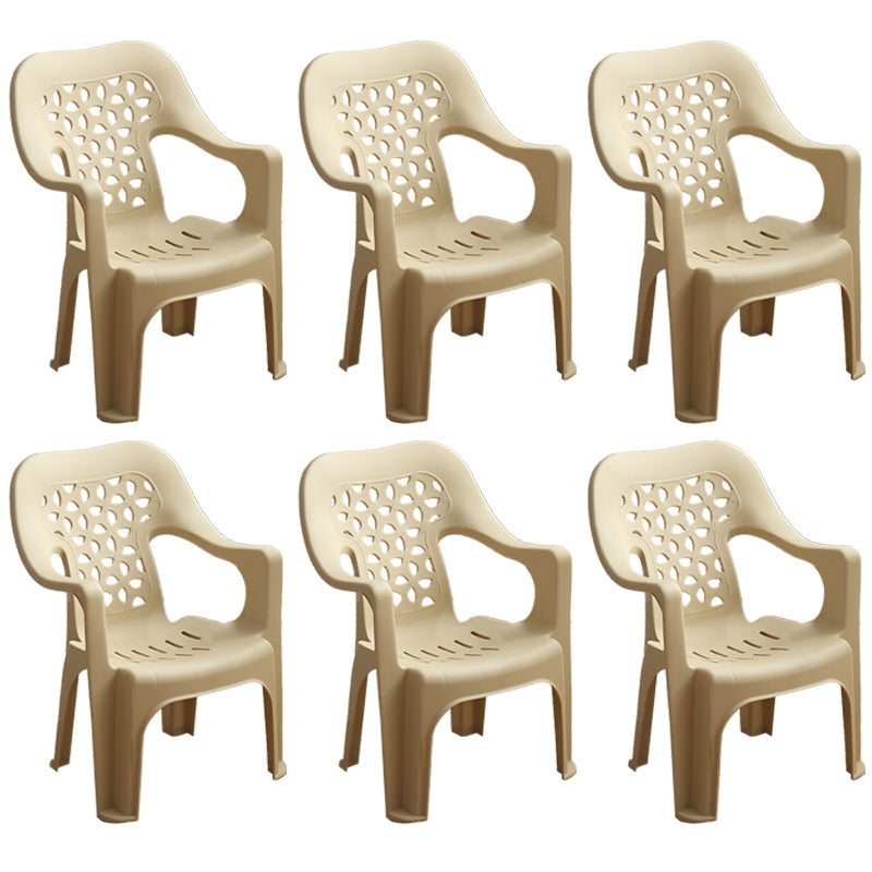 Contemporary Plastic Dining Room Chairs Dining Arm Stackable Chair for Home Use Apricot 6 Piece Set Clearhalo ' kitchen&dining_furn' 'Dining Chairs' 'Dining Tables & Seating' 'dining_chair' 'furn' 'furn_dining_chair' 'Furniture' 'furniture_dining_chair' 'Kitchen & Dining Furniture' 'kitchen' 4097168