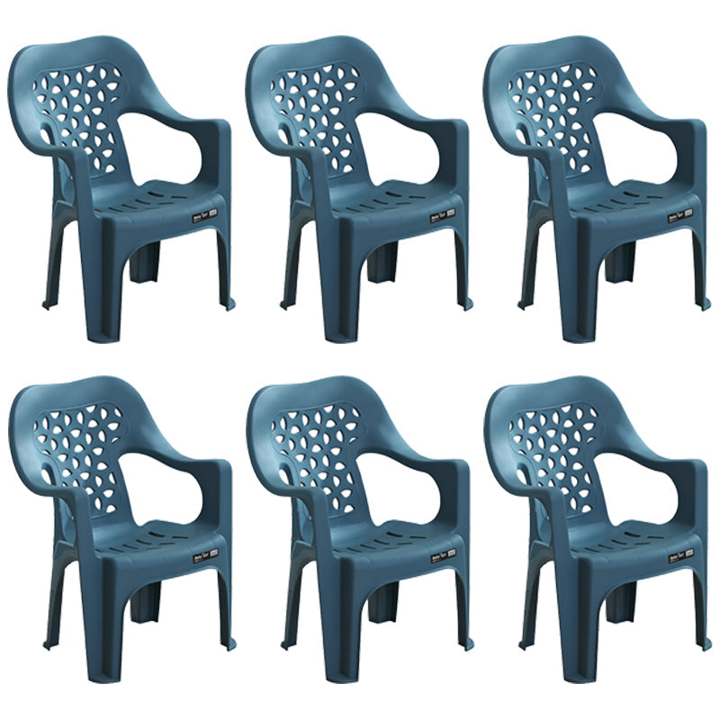 Contemporary Plastic Dining Room Chairs Dining Arm Stackable Chair for Home Use Peacock Blue 6 Piece Set Clearhalo ' kitchen&dining_furn' 'Dining Chairs' 'Dining Tables & Seating' 'dining_chair' 'furn' 'furn_dining_chair' 'Furniture' 'furniture_dining_chair' 'Kitchen & Dining Furniture' 'kitchen' 4097171