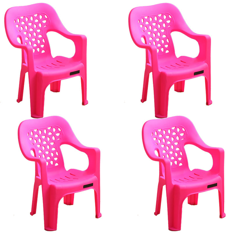Contemporary Plastic Dining Room Chairs Dining Arm Stackable Chair for Home Use Rose Red 4 Piece Set Clearhalo ' kitchen&dining_furn' 'Dining Chairs' 'Dining Tables & Seating' 'dining_chair' 'furn' 'furn_dining_chair' 'Furniture' 'furniture_dining_chair' 'Kitchen & Dining Furniture' 'kitchen' 4097179