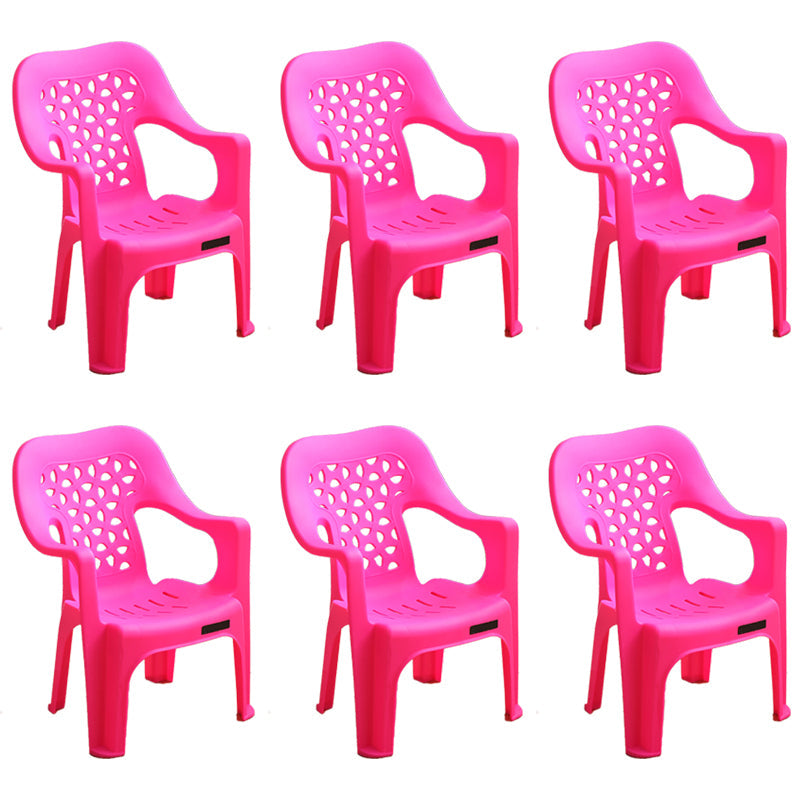 Contemporary Plastic Dining Room Chairs Dining Arm Stackable Chair for Home Use Rose Red 6 Piece Set Clearhalo ' kitchen&dining_furn' 'Dining Chairs' 'Dining Tables & Seating' 'dining_chair' 'furn' 'furn_dining_chair' 'Furniture' 'furniture_dining_chair' 'Kitchen & Dining Furniture' 'kitchen' 4097180
