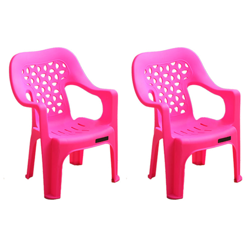 Contemporary Plastic Dining Room Chairs Dining Arm Stackable Chair for Home Use Rose Red 2 Piece Set Clearhalo ' kitchen&dining_furn' 'Dining Chairs' 'Dining Tables & Seating' 'dining_chair' 'furn' 'furn_dining_chair' 'Furniture' 'furniture_dining_chair' 'Kitchen & Dining Furniture' 'kitchen' 4097181