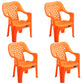 Contemporary Plastic Dining Room Chairs Dining Arm Stackable Chair for Home Use Orange 4 Piece Set Clearhalo ' kitchen&dining_furn' 'Dining Chairs' 'Dining Tables & Seating' 'dining_chair' 'furn' 'furn_dining_chair' 'Furniture' 'furniture_dining_chair' 'Kitchen & Dining Furniture' 'kitchen' 4097182