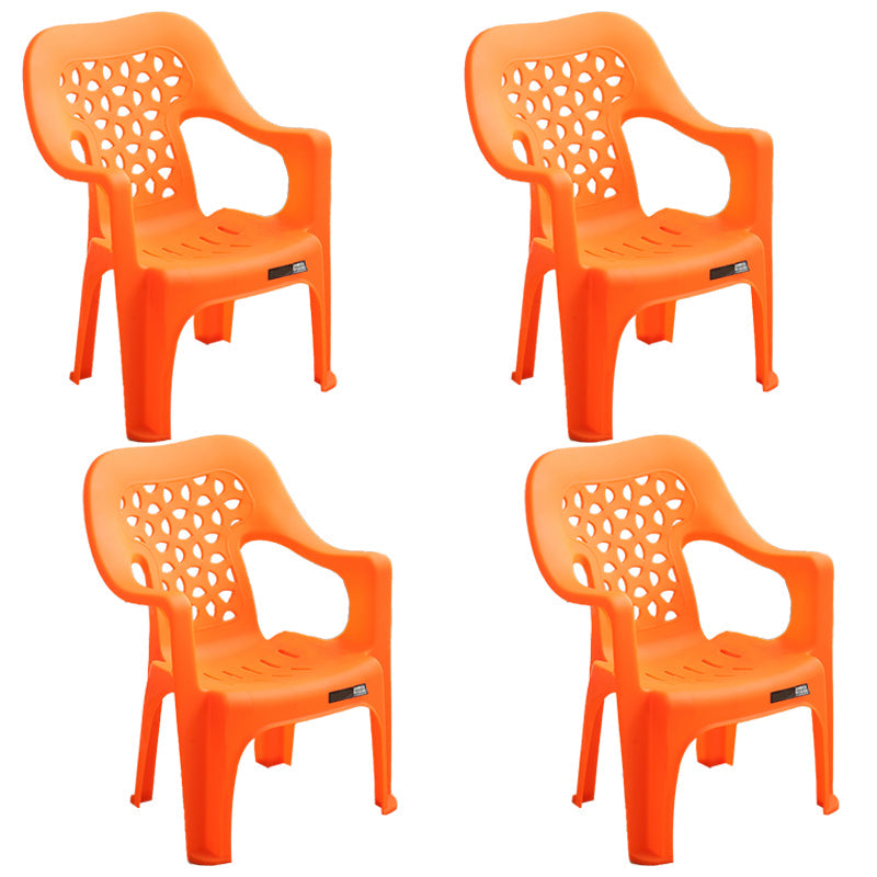 Contemporary Plastic Dining Room Chairs Dining Arm Stackable Chair for Home Use Orange 4 Piece Set Clearhalo ' kitchen&dining_furn' 'Dining Chairs' 'Dining Tables & Seating' 'dining_chair' 'furn' 'furn_dining_chair' 'Furniture' 'furniture_dining_chair' 'Kitchen & Dining Furniture' 'kitchen' 4097182