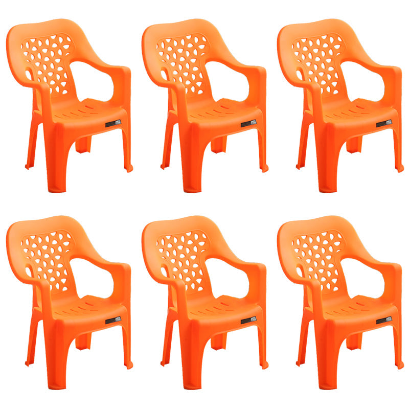 Contemporary Plastic Dining Room Chairs Dining Arm Stackable Chair for Home Use Orange 6 Piece Set Clearhalo ' kitchen&dining_furn' 'Dining Chairs' 'Dining Tables & Seating' 'dining_chair' 'furn' 'furn_dining_chair' 'Furniture' 'furniture_dining_chair' 'Kitchen & Dining Furniture' 'kitchen' 4097183