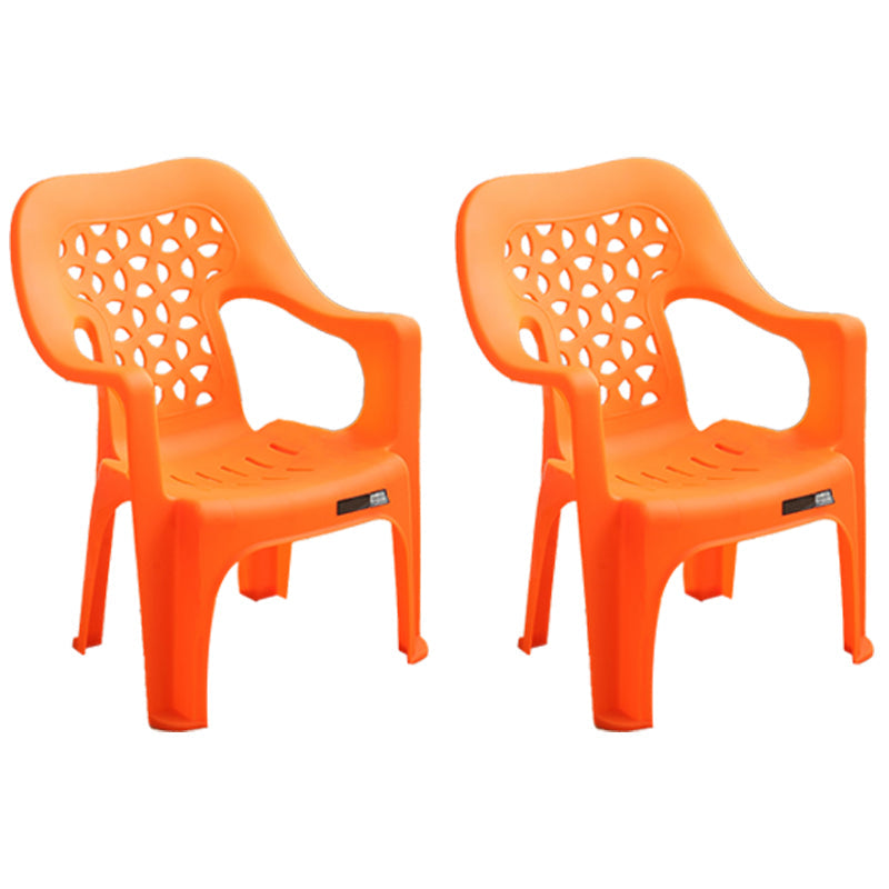 Contemporary Plastic Dining Room Chairs Dining Arm Stackable Chair for Home Use Orange 2 Piece Set Clearhalo ' kitchen&dining_furn' 'Dining Chairs' 'Dining Tables & Seating' 'dining_chair' 'furn' 'furn_dining_chair' 'Furniture' 'furniture_dining_chair' 'Kitchen & Dining Furniture' 'kitchen' 4097184