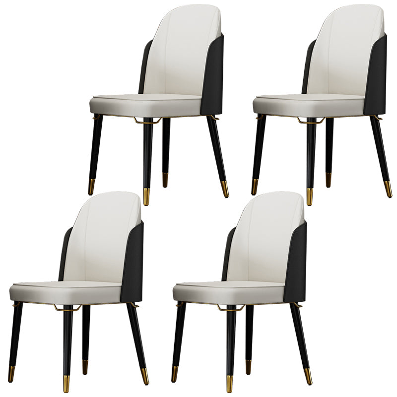 Nordic Style Wood Dining Chair PU Leather Armless Dining Chairs for Home Use Black White 4 Piece Set Clearhalo ' kitchen&dining_furn' 'Dining Chairs' 'Dining Tables & Seating' 'dining_chair' 'furn' 'furn_dining_chair' 'Furniture' 'furniture_dining_chair' 'Kitchen & Dining Furniture' 'kitchen' 4097187