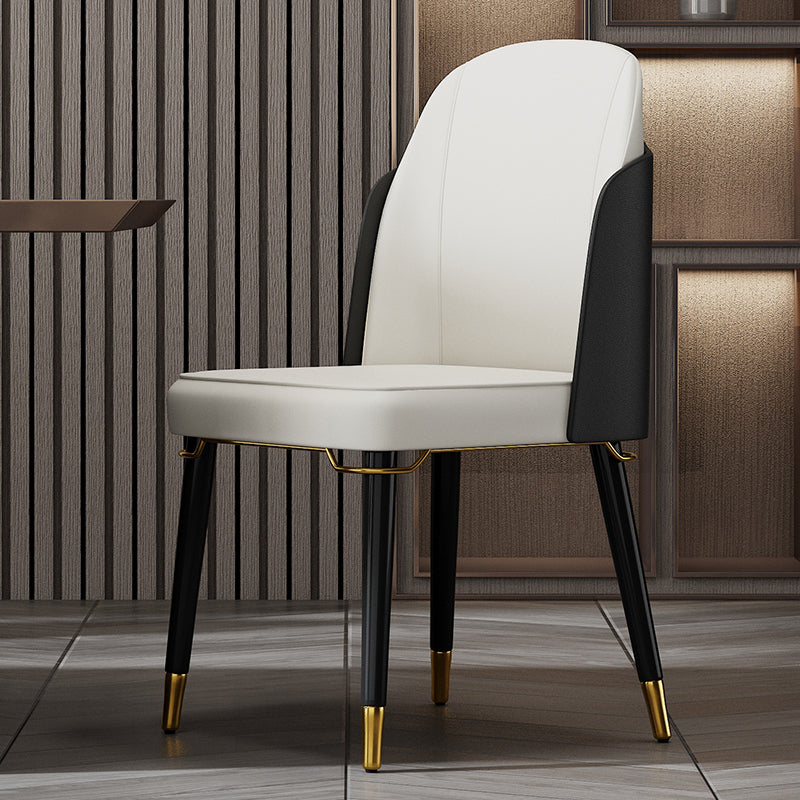 Nordic Style Wood Dining Chair PU Leather Armless Dining Chairs for Home Use Black White 1 Piece Clearhalo ' kitchen&dining_furn' 'Dining Chairs' 'Dining Tables & Seating' 'dining_chair' 'furn' 'furn_dining_chair' 'Furniture' 'furniture_dining_chair' 'Kitchen & Dining Furniture' 'kitchen' 4097188