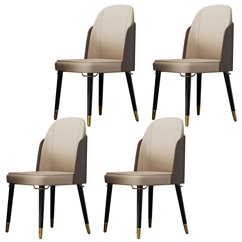 Nordic Style Wood Dining Chair PU Leather Armless Dining Chairs for Home Use Brown-Khaki 4 Piece Set Clearhalo ' kitchen&dining_furn' 'Dining Chairs' 'Dining Tables & Seating' 'dining_chair' 'furn' 'furn_dining_chair' 'Furniture' 'furniture_dining_chair' 'Kitchen & Dining Furniture' 'kitchen' 4097192