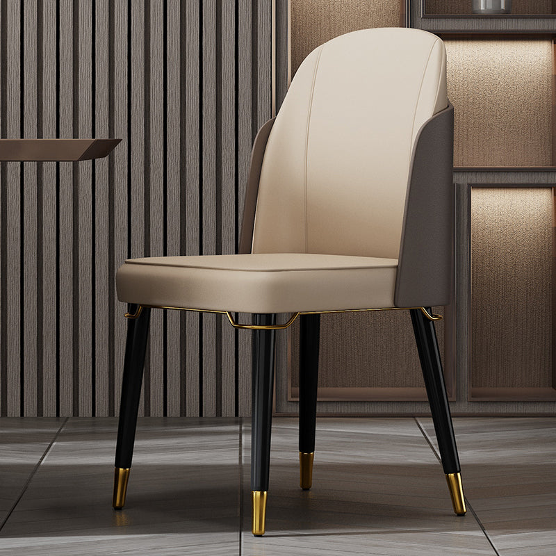 Nordic Style Wood Dining Chair PU Leather Armless Dining Chairs for Home Use Brown-Khaki 1 Piece Clearhalo ' kitchen&dining_furn' 'Dining Chairs' 'Dining Tables & Seating' 'dining_chair' 'furn' 'furn_dining_chair' 'Furniture' 'furniture_dining_chair' 'Kitchen & Dining Furniture' 'kitchen' 4097194